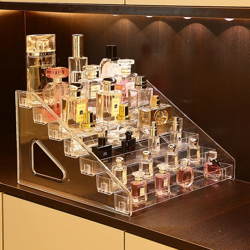 3/5/7 Layers Desktop Perfume Shelf Acrylic Cosmetic Organizer Perfume Storage Rack Bathroom Organizer for Cosmetics 3