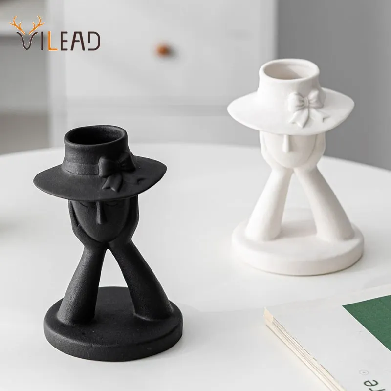 

Vilead Abstract Ceramic Figure Vase Flower Pot Plant Pampas Grass Arrangement Art Figurine Coffee Table Living Room Office Decor