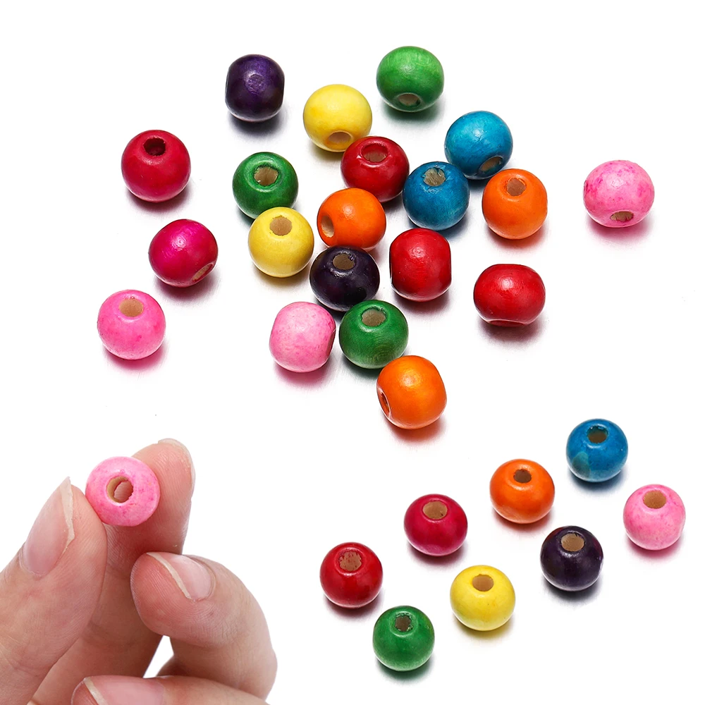 

20-100Pcs 5.5-12mm Colorful Wooden Beads Spacer Loose Bead for DIY Bracelet Necklace Jewelry Making Supplies Accessories