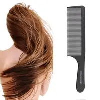 1PC Black Flattop Hair Cutting Comb Heat Resistant Hair Cutting Tool Hairdressing Hair Stylist Salon Carbon Antistatic Combs 2