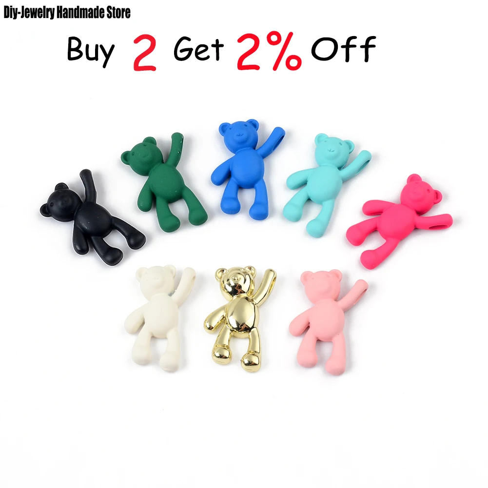 Jewelry Accessories DIY Cute Cartoon Teddy Bear Pendant Jewelry Accessories 10PCS/lot Alloy Spray Paint Simple Multicolor Jewelry Material