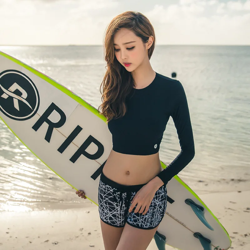 

Two Piece Set Swimwear Women Split Swimsuit Long Sleeve Sun Protection High Waist Strap Sexy Bikini New Hot Spring Bathing Suit