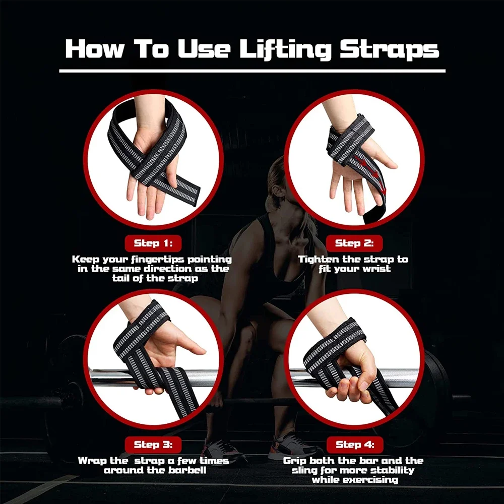 1Pair Gym Sports Fitness Wrist Band Anti-slip Pull Up Weight Lifting Training Silicone Wrist Band Hard Pull Grip Power Strap