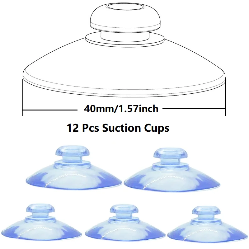 Mushroom Head Suction Cups 40mm Sucker Pads Shower Caddy Connectors Suction Cup for Bathroom Window Car Glass 12PCS