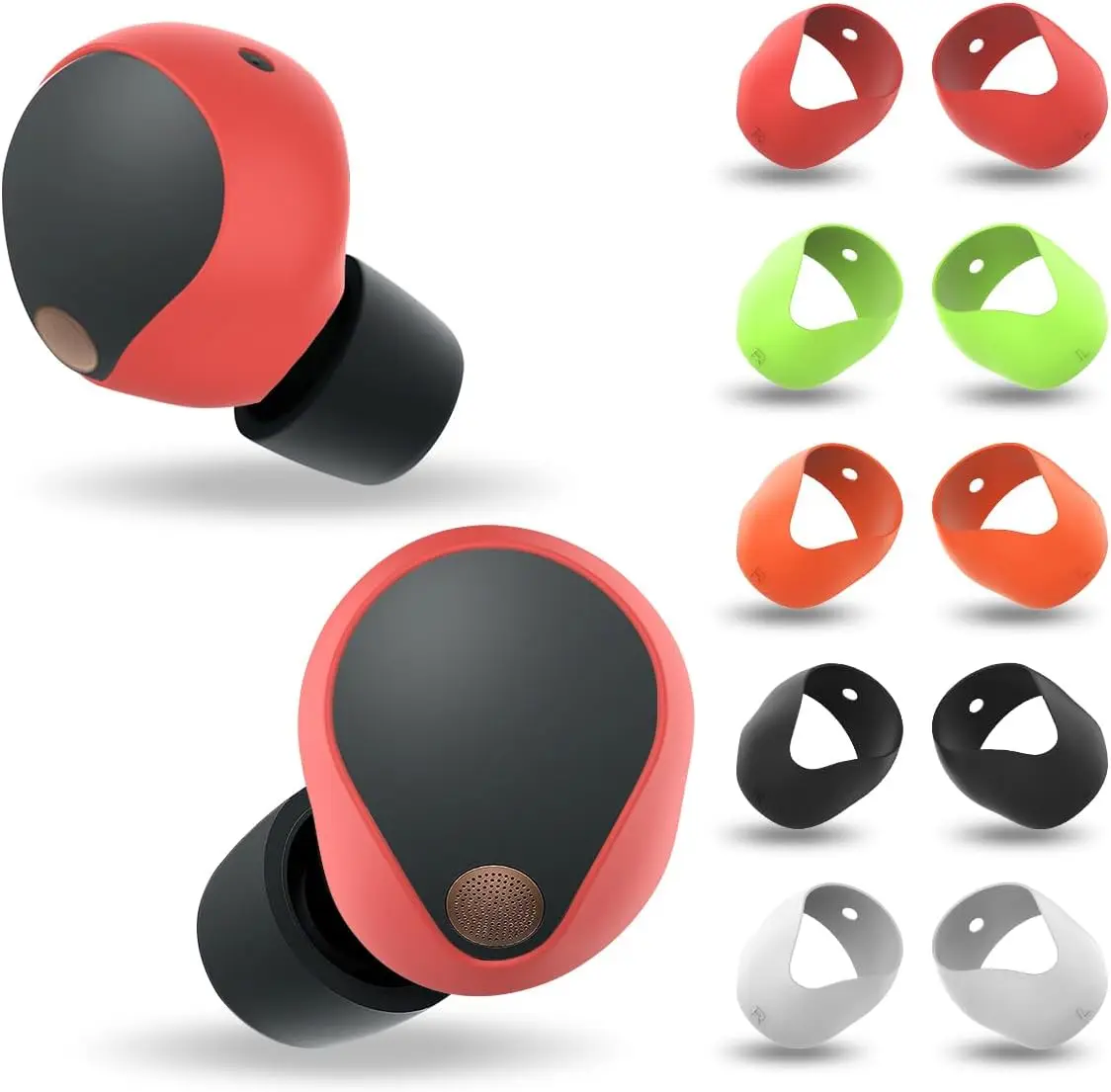 

[5-Pairs] CONTEME Soft Silicone Anti-Slip Sony WF-1000XM5 Ear Tips Cover Accessories 【Fit in The Charging Case】- 5 Color