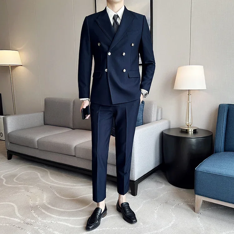 thumbnail image 1 of Conjunto de traje de 2 piezas de corte entallado para hombre, alta calidad, tendencias 2024, trajes y blazers completos para hombre, ropa de lujo para primavera y otoño, 1 of 5