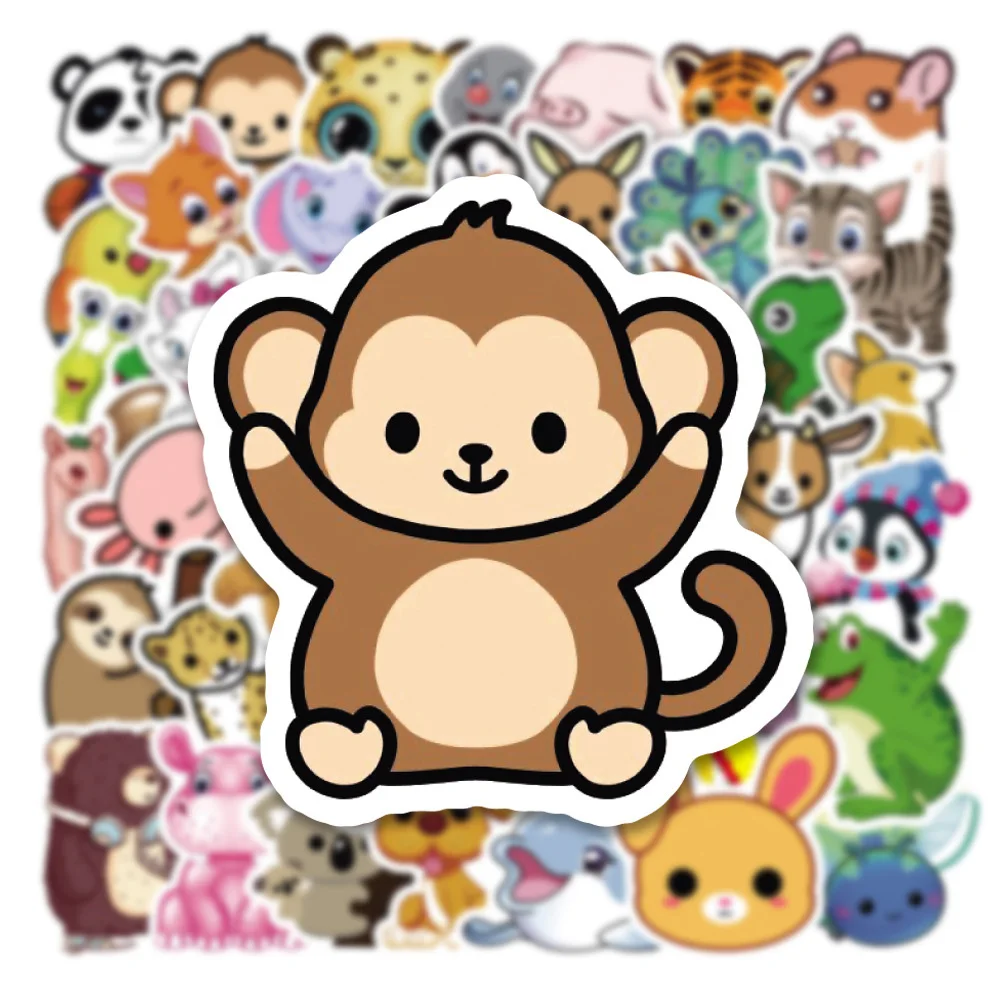 

10/30/50PCS Cartoon Animals Cute Stickers for Kids DIY Scrapbooking Diary Water Bottle Waterproof Luggage Sticker Toys Decals