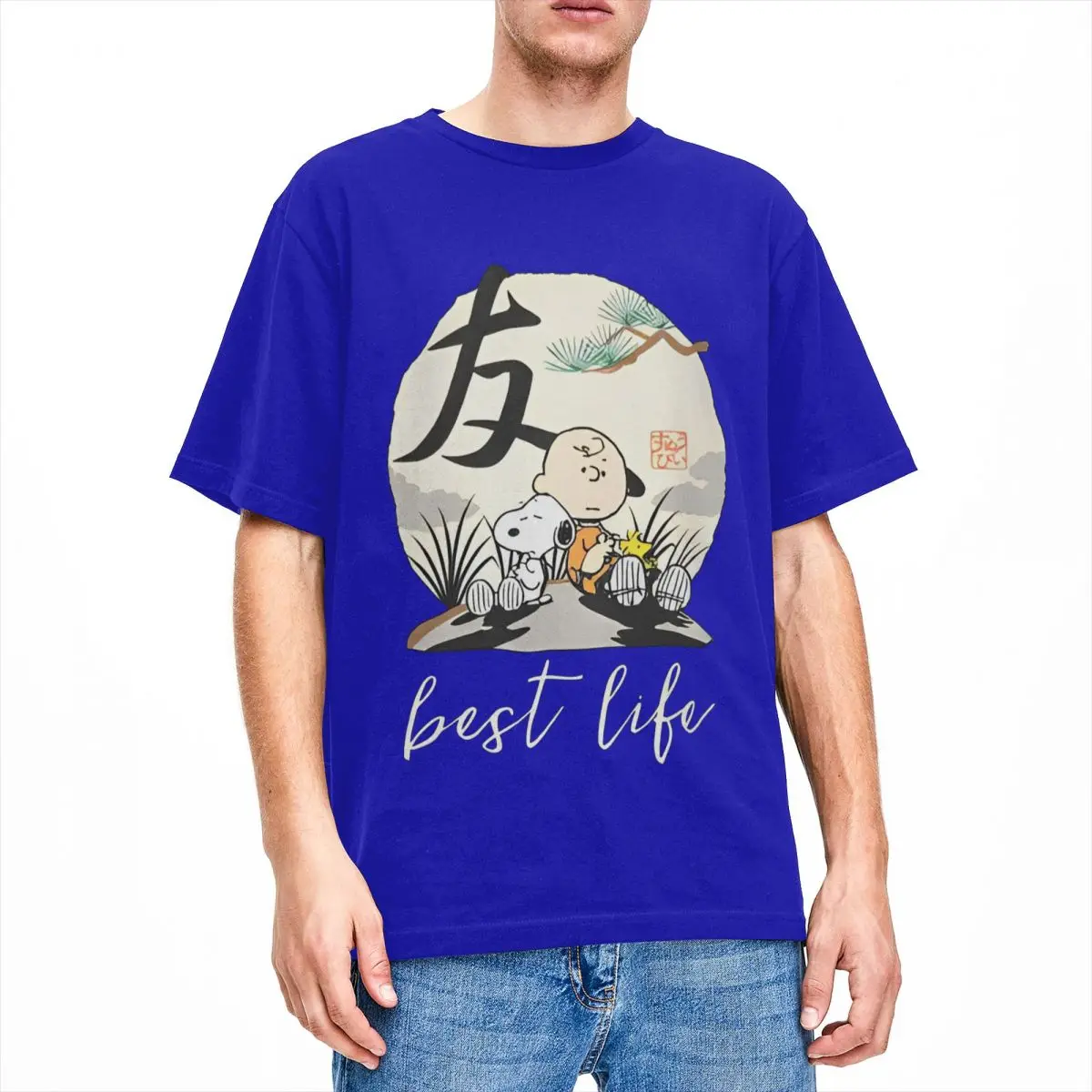 thumbnail image 1 of Camisetas de algodón para hombre, de Peanuts, Snoopy, Charlie Brown, Woodstock, amigos, camisetas de verano, ropa de calle, camisetas de manga corta, 1 of 5
