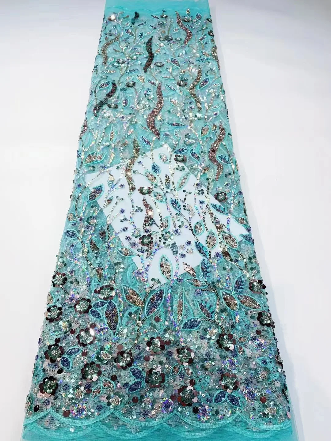

Green African Beaded Tulle Mesh Lace Fabric 2023 High Quality Lace French Lace Fabric Sewing Nigerian Lace Fabrics For Dress