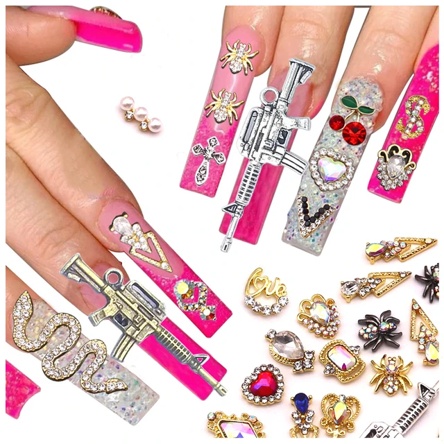 10PCS Alloy Nail Charms 3D Weapons Nail Accessories Sword Knife