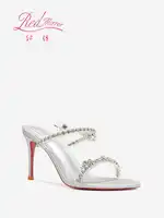 Strass sandales à talons rouge brillant bas marque de luxe creux 2025 élégant talons hauts Sexy Slingbacks dames chaussures femmes chaussures 5