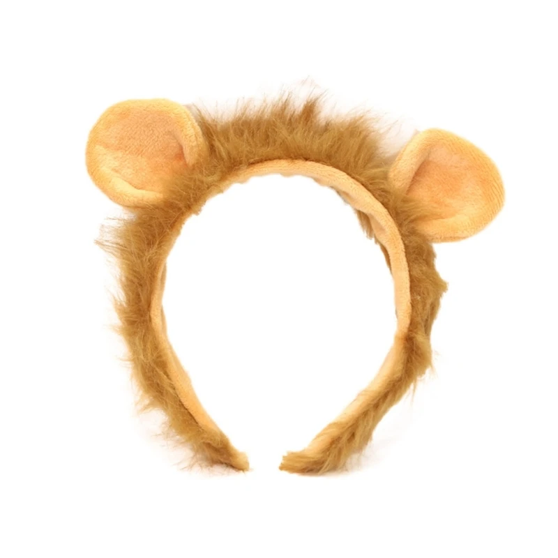 

Carnivals Lion Ear Headband Plush Hairbands Cartoon Party Hair Decor