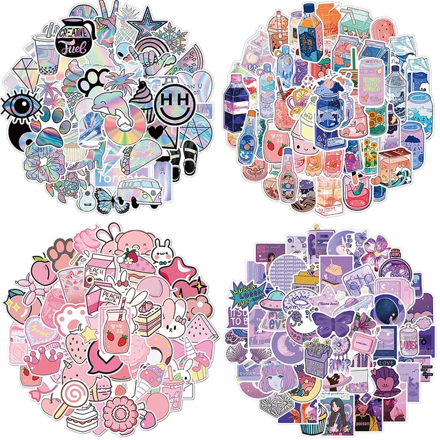 50pcs Vinyl Aesthetic Stickers For Water Bottles Laptop, Cute Vsco