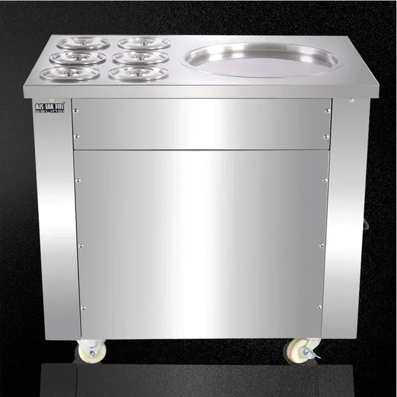 Full Stainless Steel Fried Ice Cream Roll Machine Ice Pan Fry Flat Cream Maker Yoghourt Fried Ice Cream Machine 1pc 4