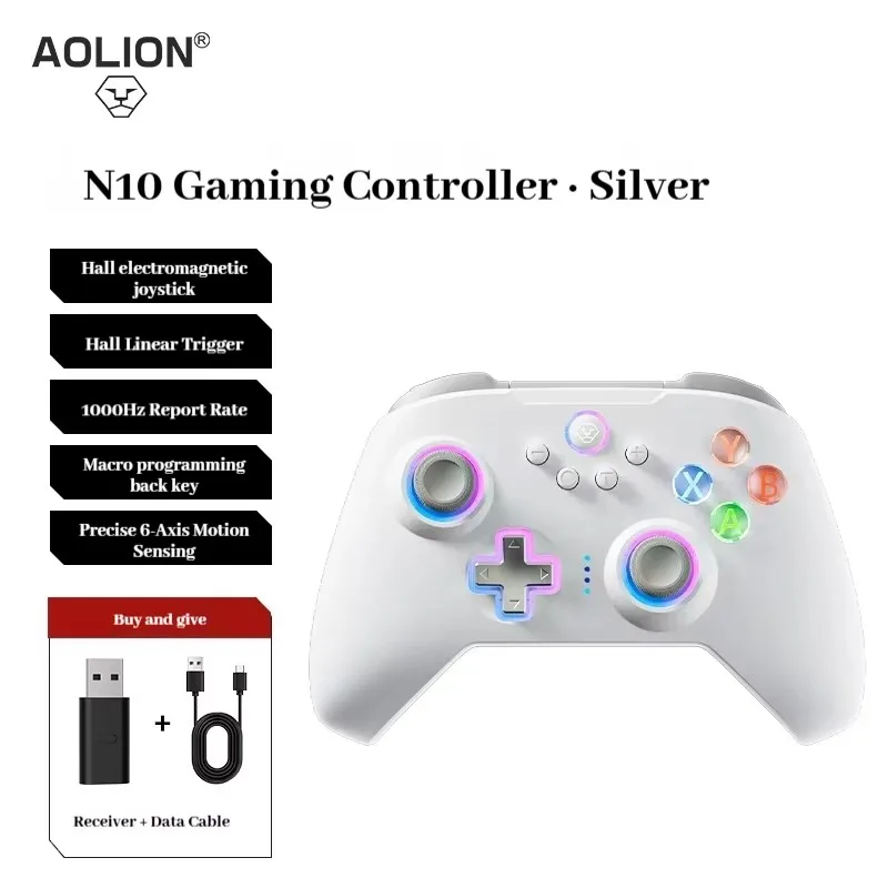 Aolion N10 RGB contrôleur de jeu sans fil pour Switch 1/2/PC/Steam effet Hall Joysticks Hall déclencheur linéaire manette de jeu pour Switch2
