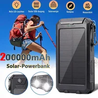 200000mAh Waterproof Outdoor Solar Power Bank Dual USB Travel Portable Solar Phone Charger Solar Powerbanks For Camping