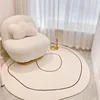 Round Cream Living Room Carpet Abstract Stripe Art Decorative Rug Soft and Comfortable Study Carpets Foldable Cloakroom Rugs 양탄자 1