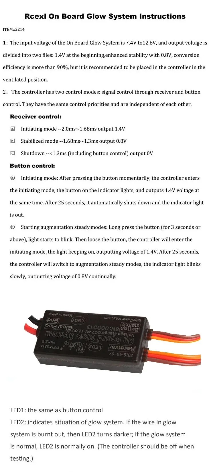 RCEXL V2 Universalhut On Board Glow System Methanol Motorzündung mit LED-Anzeige für Flugzeug RC – Detail 19