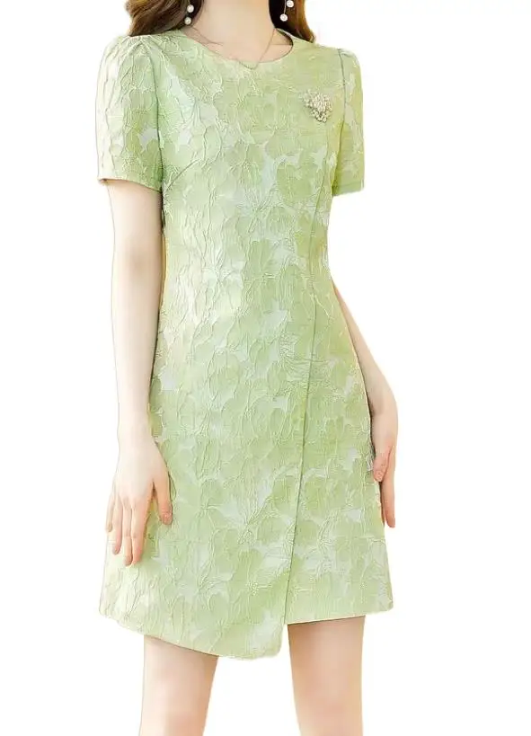 

2023 Women's Clothing New Jacquard Fabric Waist Dress 0730