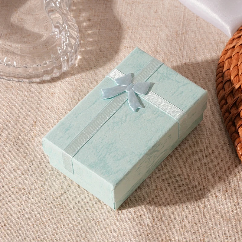 Set of 4 Colorful Square Jewelry Gift Boxes for Storage & Travel: Blue and Pink
