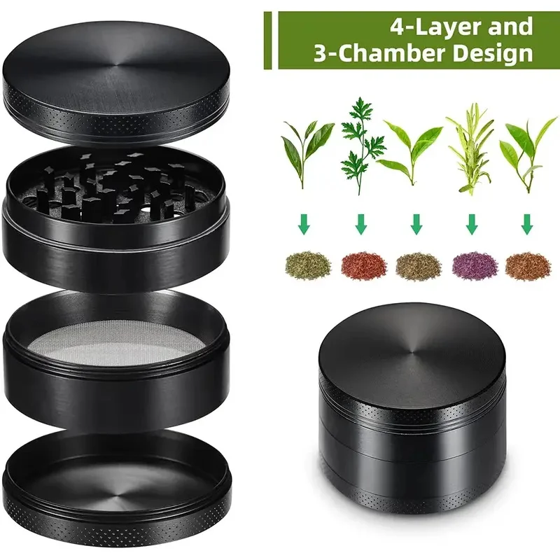 40mm 4-Layer Aluminum Herbal Herb Tobacco Grinders for Smoking Metal Tobacco Cutting Pipe Accessories Pipes Herb Mills