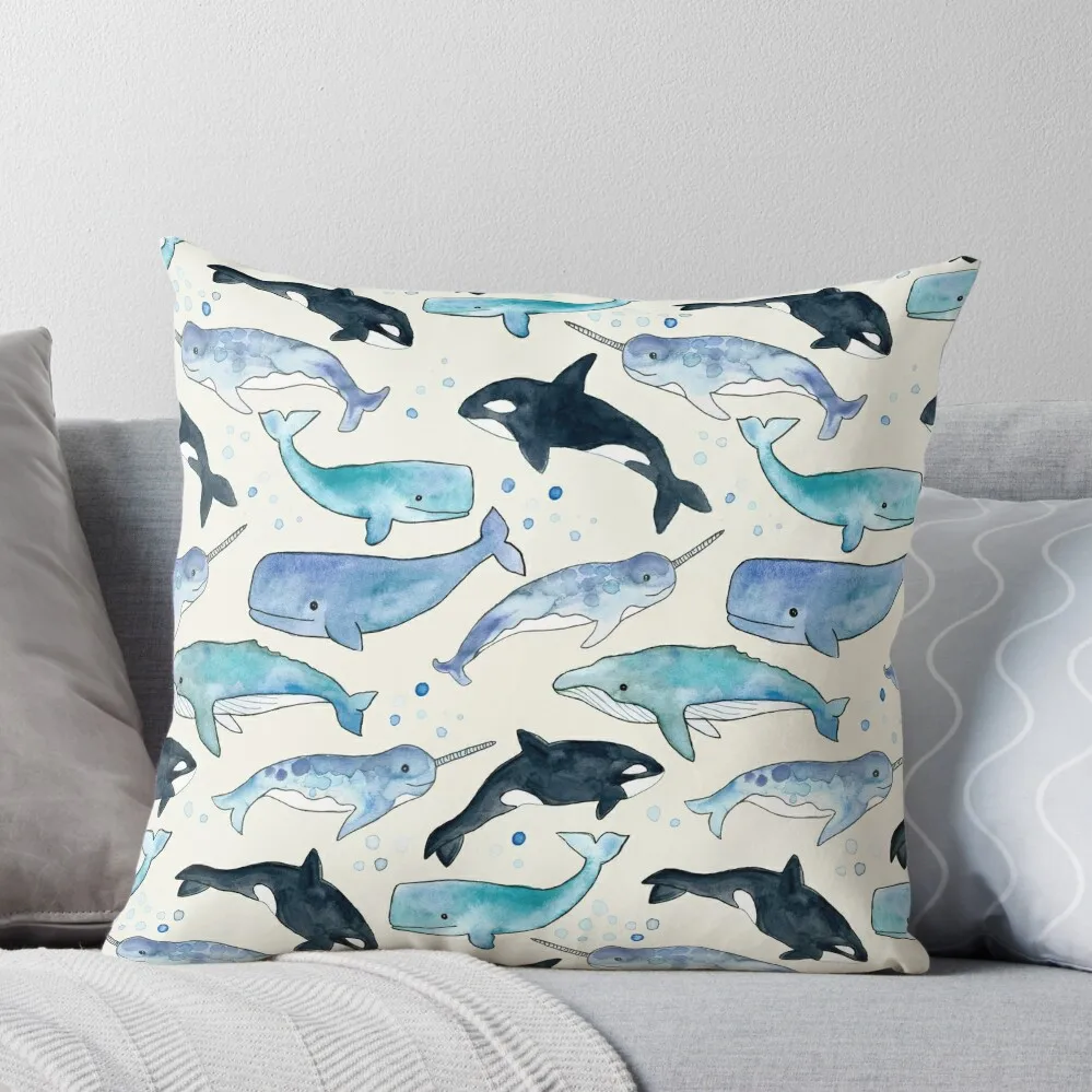 

Whales, Orcas & Narwhals Throw Pillow sleeping pillows Pillow Case luxury sofa pillows christmas supplies