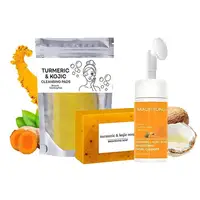 Ensemble nettoyant et savon au curcuma, nettoyage en profondeur, acide kojique, dissolvant de points noirs, nettoyage de la peau, contrôle de l'huile, estompe les marques d'acné, éclaircit 2