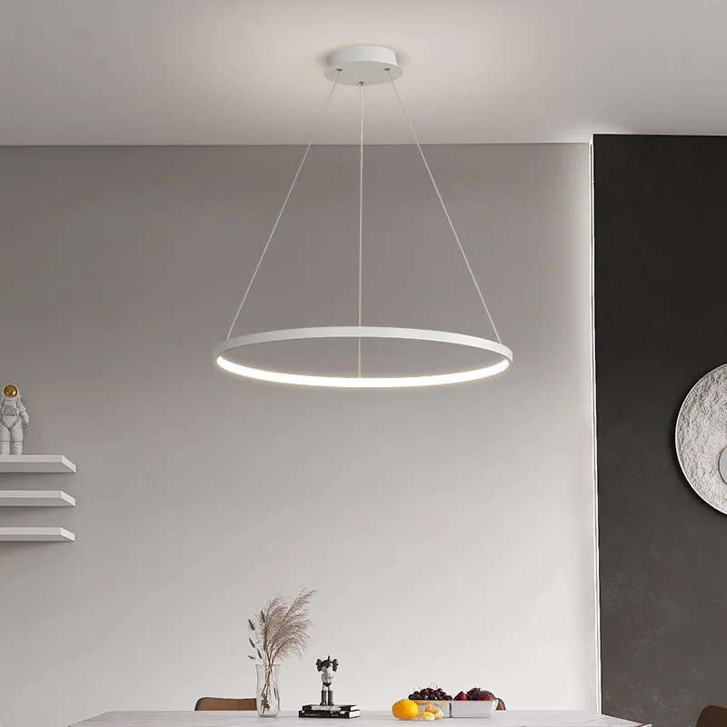 Nordic Single Ring Led Chandelier Indoor Lighting for Dining Table Living Room Bedroom Minimalism Aluminium Circle Pendant Lamp led chandelier