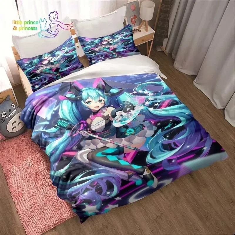 Japanese Kawaii Anime Miku Bedding Set Single Twin Full Queen King Size Bed Set Aldult Kid Bedroom 3D Print 3