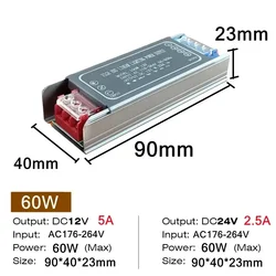 Silent LED Driver Power Adapter | Multi - Voltage Switching Power Supply - 24V (60W)