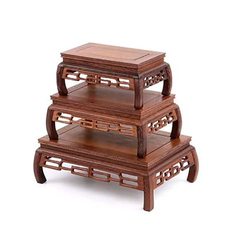 Solid Wood Carving Crafts, Rectangular Flower Pots, Flower Pots, Buddha Statue Base, Wooden Decorations