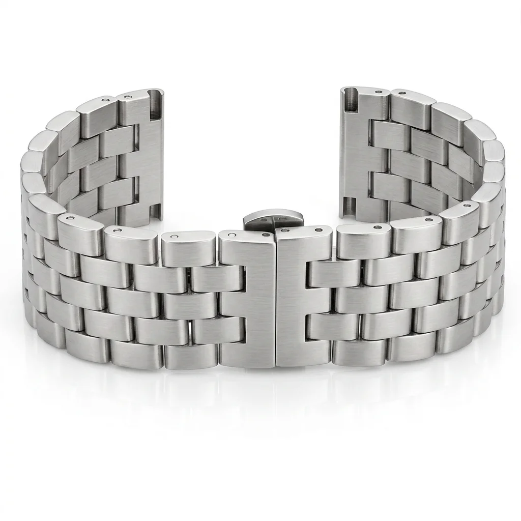 Universal Solid Stainless Steel Silver Watch Band - Premium Metal Bracelet Replacement