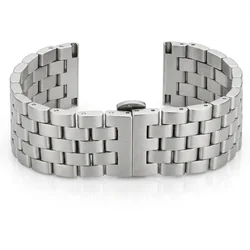 Universal Solid Stainless Steel Silver Watch Band - Premium Metal Bracelet Replacement - 26mm (Silver)
