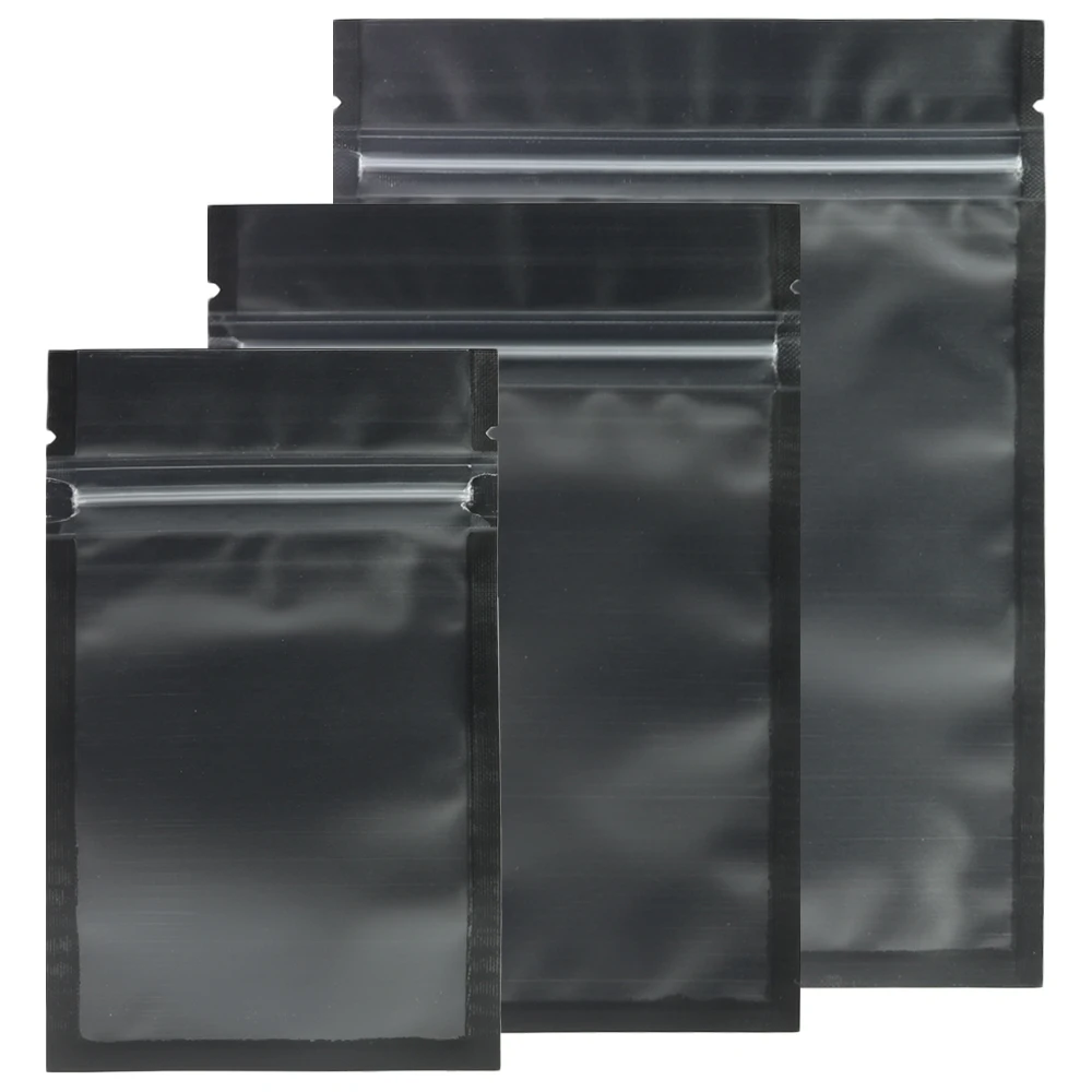 50-100pcs-assorted-sizes-matte-clear-black-black-zip-lock-bags-pe-plastic-flat-ziplock-package-bag