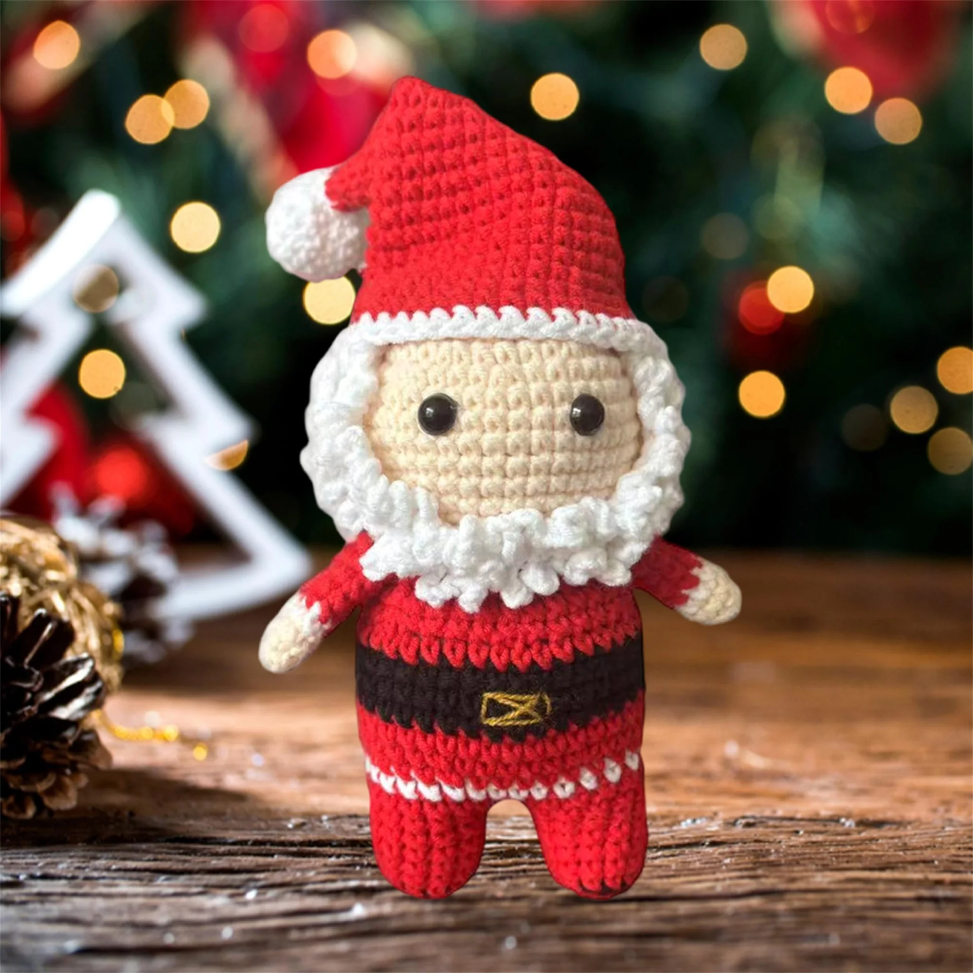 Christmas Crochet Santa Claus Reindeer Doll Cute Christmas Desk Decor for Home Holiday and Present