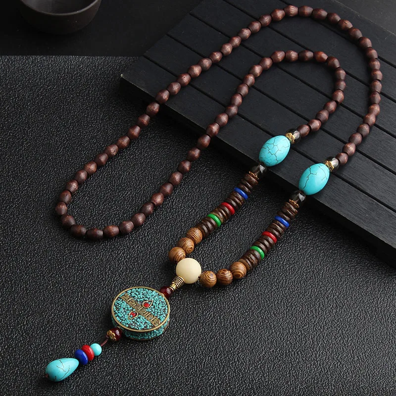 14 New Ethnic Handmade Nepal Necklace Buddhist Mala Wood Beads Pendant & Necklace Ethnic Horn Fish Long Jewelry for Women Men 1