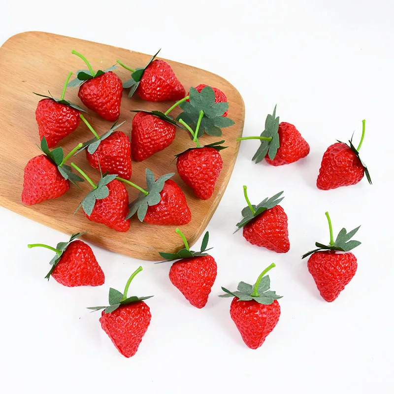 20Pcs Artificial Strawberry Simulation Plastic Fake Fruit Home Kitchen Table Decoration Christmas Ornament DIY Wedding Party for artificial fruits and vegetables
