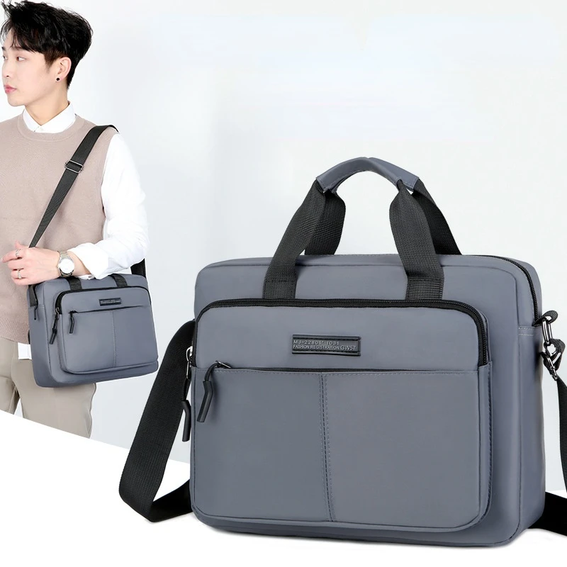 Men's Shoulder Bag Messenger Bag Briefcase Handbag Business Large-capacity Horizontal Multifunctional Simple A4 Book