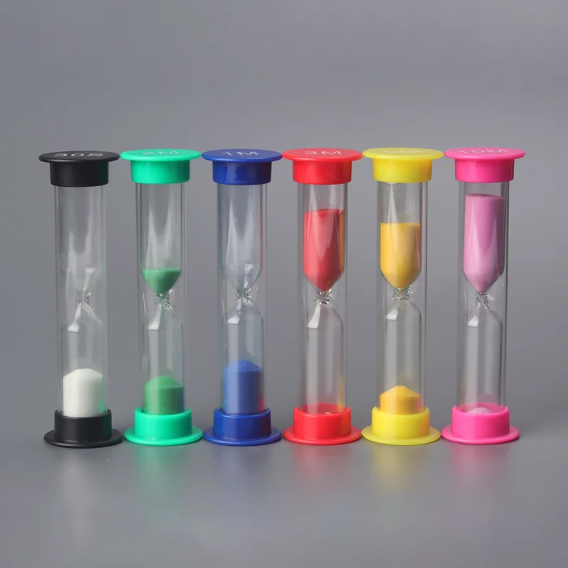 Sand Timer Liquid Hourglass Timer Colored Hourglass 6pcs Creative Hourglass Timer Colorful Sand Timers Plastic 30s/1/2/3/5/10mins Sand Clock Timer Kitchen Kids Room Small Sandglass