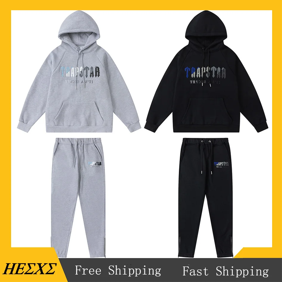 Trapstar Embroidery Men's Sweater Suit Letter Hoodies Pants Sweatshirt