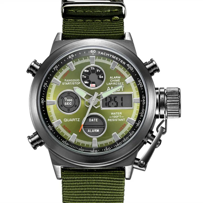 

Relogio AMST Mens Watches Men Analog Digital Dual Display Waterproof Sport Watch Original Amst Brand Led Quartz Watch Male Clock