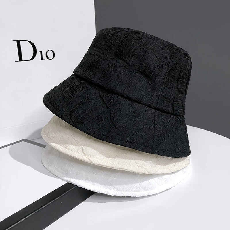 Summer Chiffon Mesh Fisherman Hat Ladies Thin Pleated Temperament