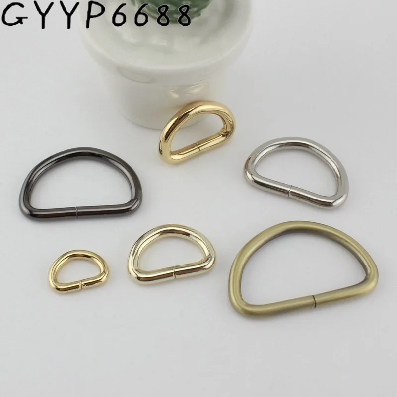 10-50pcs 13mm 19mm 26mm 32mm 38mm Opened d ring belt buckle,zinc alloy hardware metal 4.0mm line for bags round edge d ring