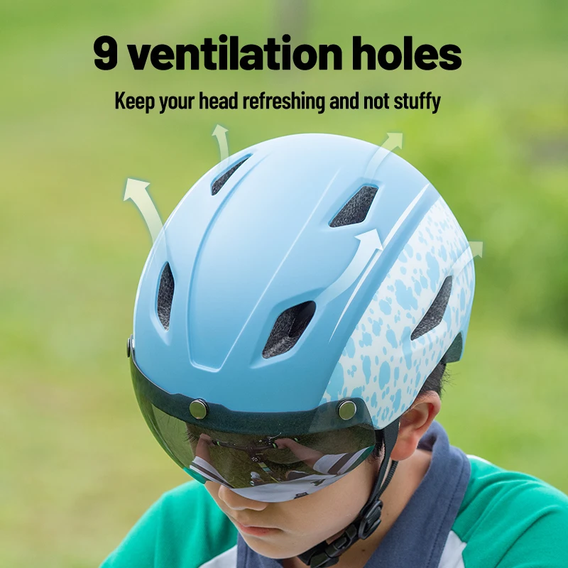 Eastinear Children's Bike Helmet With Magnetic Goggles Lightweight Breathable Outdoor Sports Bike Skateboard Riding Helmet 3
