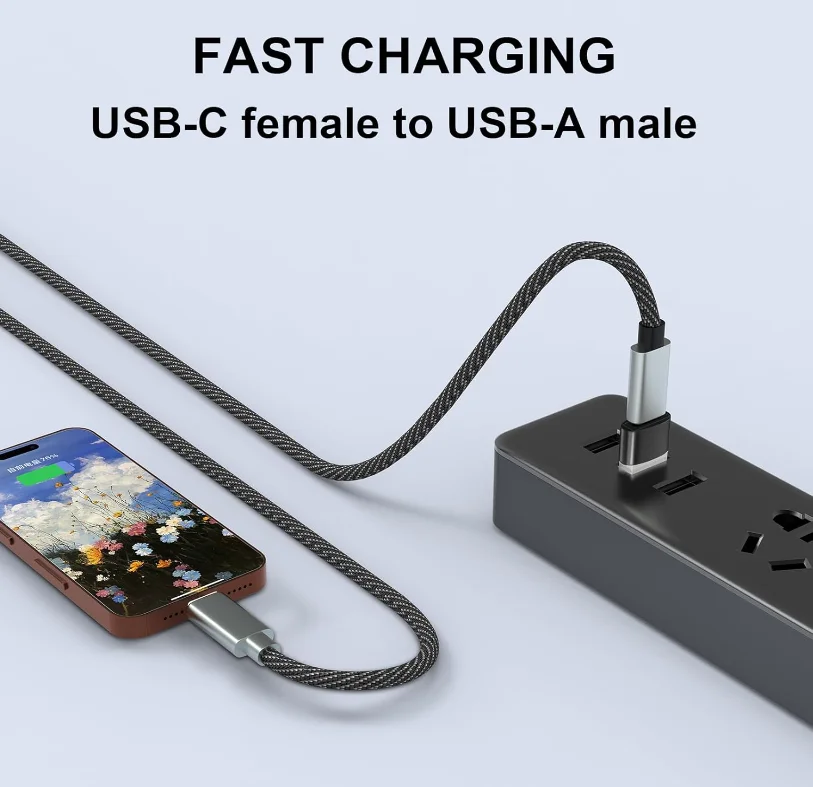 USB to USB C 어댑터 10개입, 아이폰 15 14 13 12 Pro Max Plus, 애플워치 U용 C타입 암-타입 A 수 충전 케이블 변환기