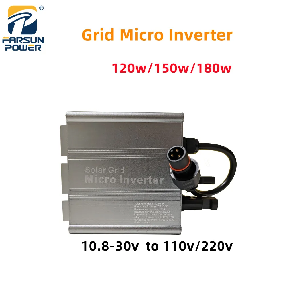 Farsun Grid Micro Inverter Mppt 120W 150W 180W Home Dc 10.8-30V A Ac 110V/220V(Auto Adapt) Mini Inverter Solari Microinverter