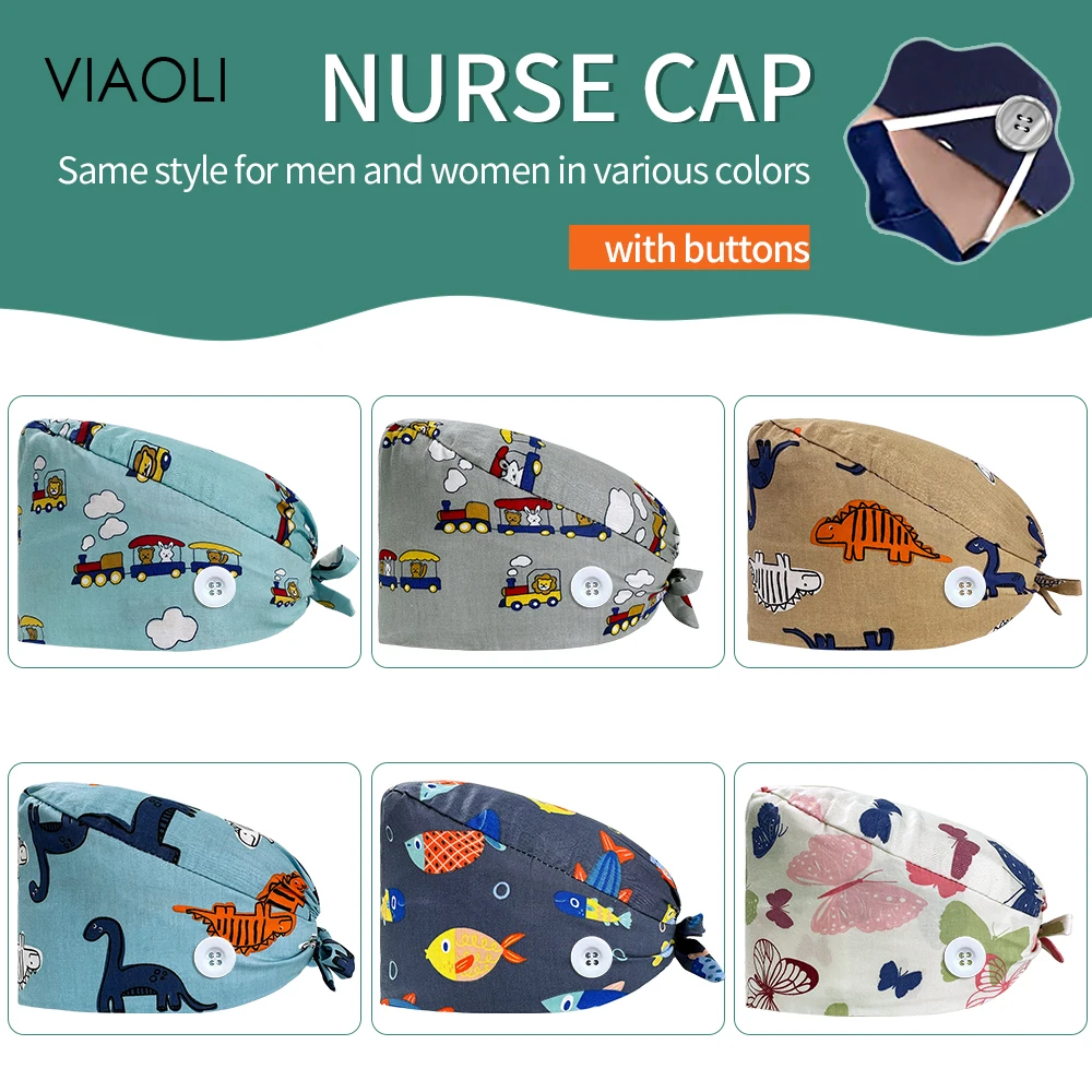 

Multicolor Scrub Hat Adjustable Beauty Salon Nursing Cap Laboratory Dustproof Work Hat Cotton Pet Hospital Surgery Cap Wholesale