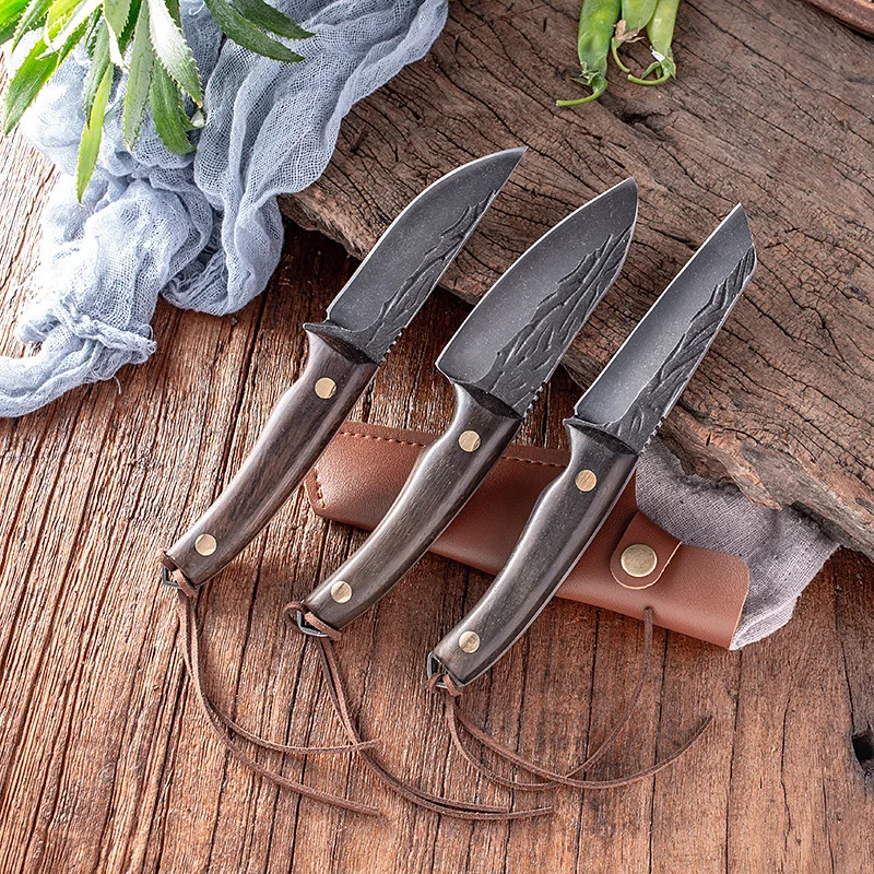 

Forged bone picking knife, sharp wooden handle, straight knife, handle, meat knife, barbecue meat, lamb, outdoor knife