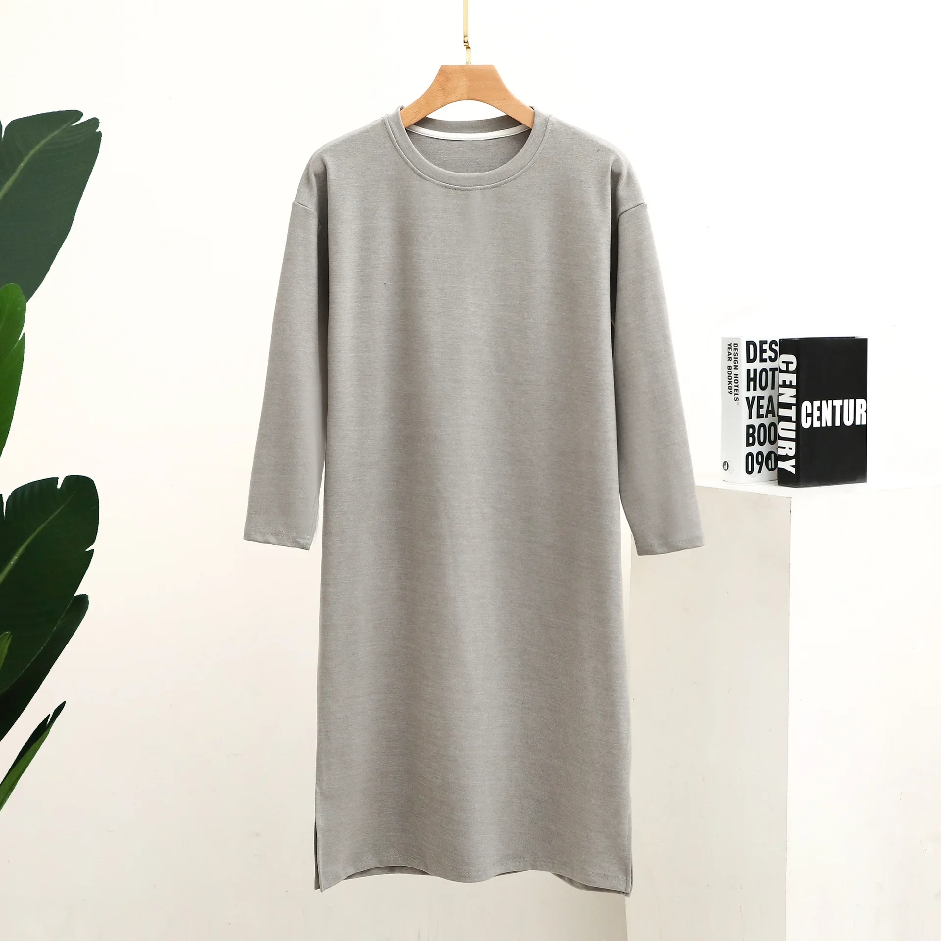 가을, 겨울 두꺼운 일반 남성 긴 소매 플러스 사이즈 원피스 Nightshirt 잠옷 가정 의류 남성 수면 나이트 드레스