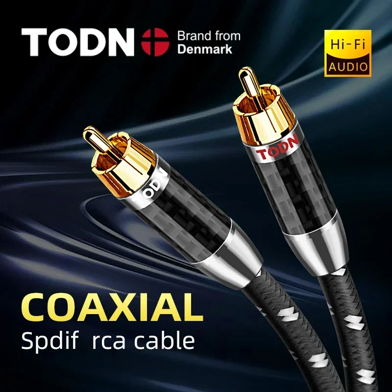 thumbnail image 2 of TODN HiFi Digital Coaxial Audio Cable - 75 Ohm SPDIF With Gold Plugs For Premium Sound (3ft) 2 of 10